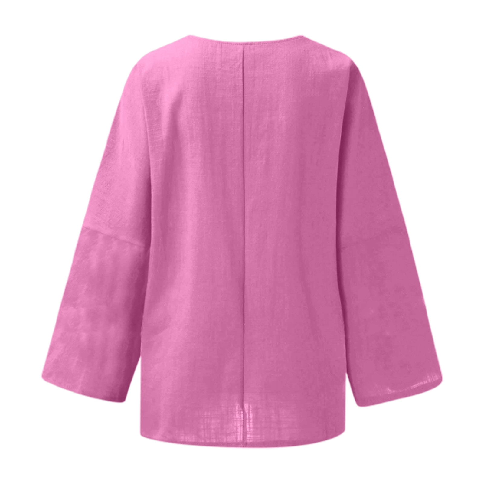 thumbnail image 5 of Camiseta de manga larga y cuello redondo de color liso para mujer: estilo informal y holgado, tejido de poliéster para los días más frescos., 5 of 5